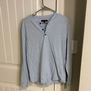 Banana Republic Medium Men Pale Blue Long-Sleeve Henley